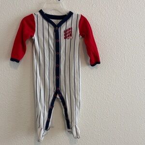 Carter's Boy’s Red and White Striped Footie 9months